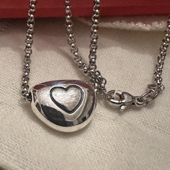 James Avery Jewelry - James Avery Rare And Retired Sliding Puffy HEART Pendant On 20” Rolo Necklace